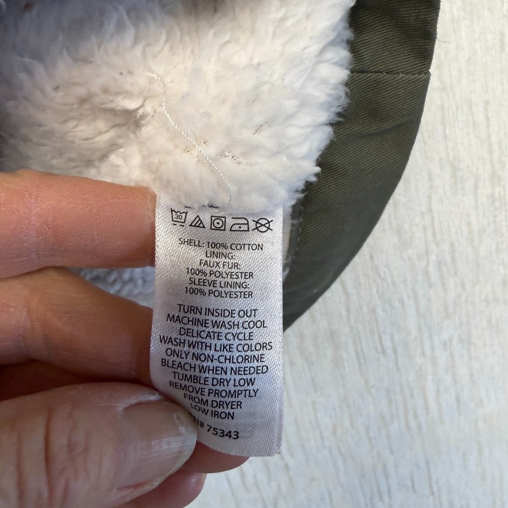 Tahari Fall Winter Jacket Toddler Girls 3T Olive Green Sherpa Lined Hooded Zip - Picture 8 of 10